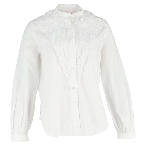 See by Chloé Broderie Anglaise Flounces Shirt in White Cotton
